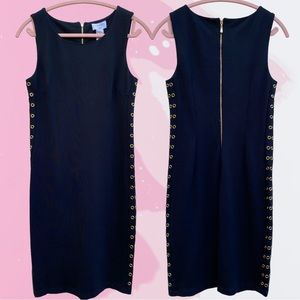 ⭐️HP⭐️ Carmen Marc Valvo Grommet LBD Black Sleeveless Bodycon Mini Dress Small